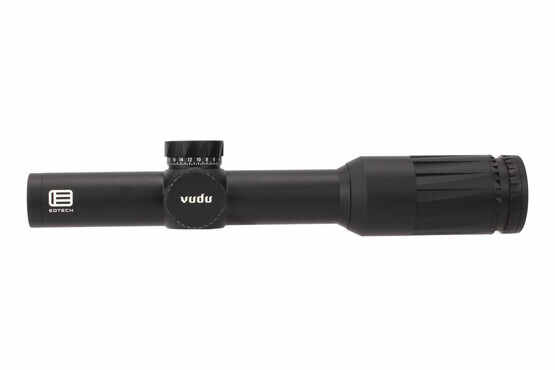 EOTech VUDU 1-6x24mm FFP tactical rifle scope with SR3 reticle with bright illumination powered by CR2032 battery.